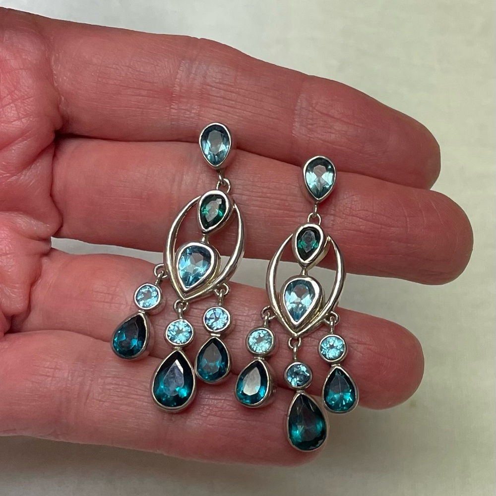 Blue Topaz Sterling Silver Dangle Earrings